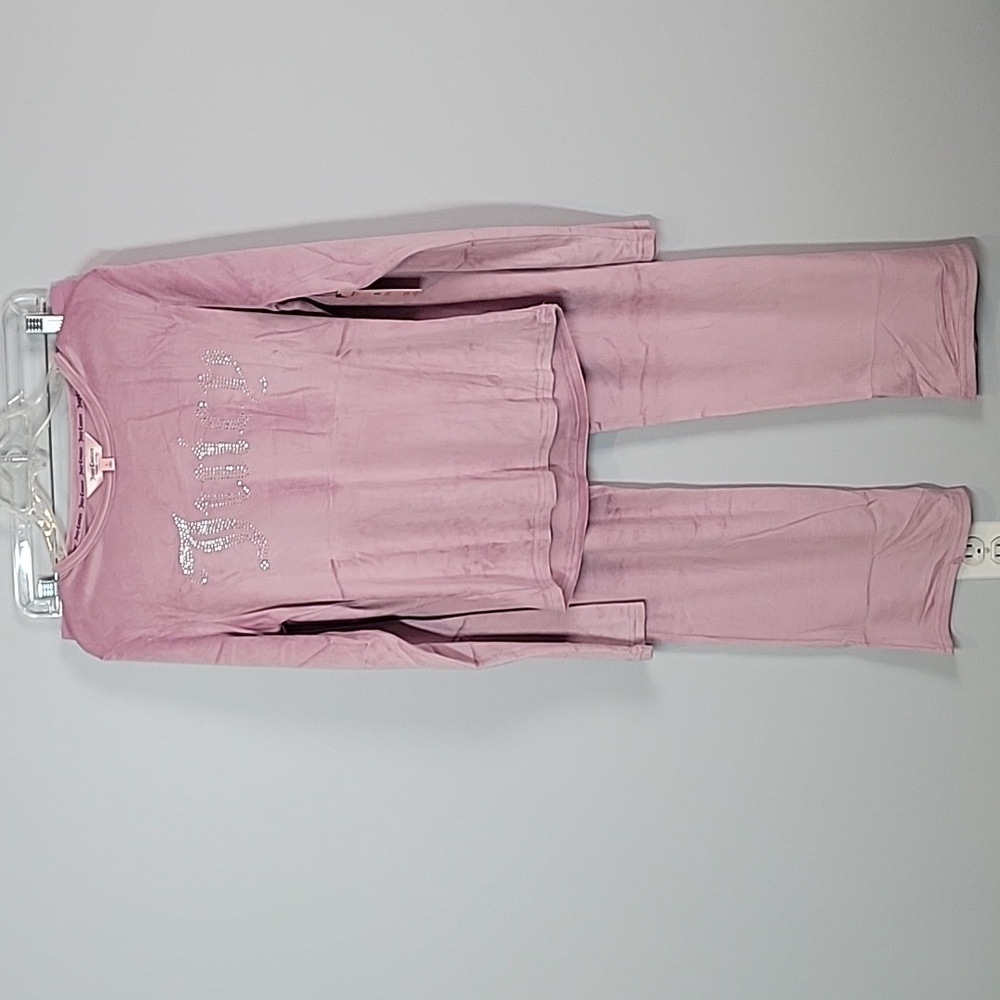 JUICY COUTURE Velour Pink Bling pants & top 2pc set Large